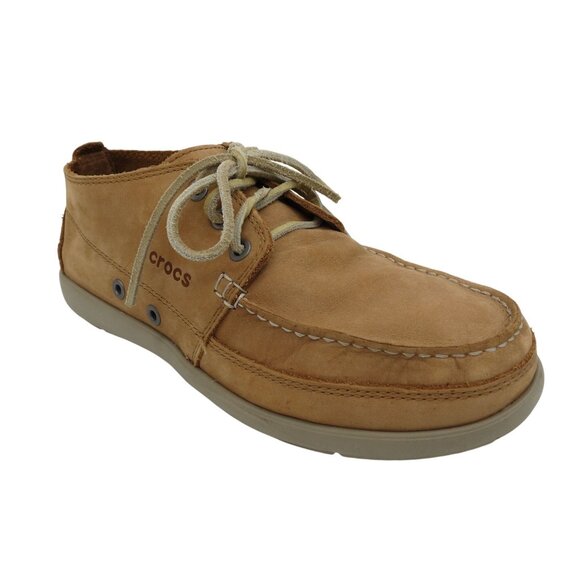 CROCS Men's Tan Nubuck Walu Chukka Boot 15364 Size 9 Moccasin Casual Comfort - Picture 1 of 11